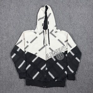 Y2K Element Hoodie Mens Medium Black White Logo Graphic Skate 0188